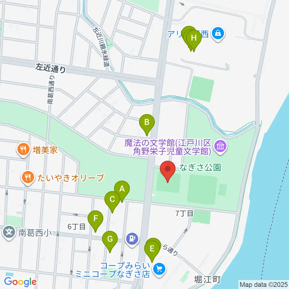 なぎさ公園スポーツ広場周辺のファミレス・ファーストフード一覧地図