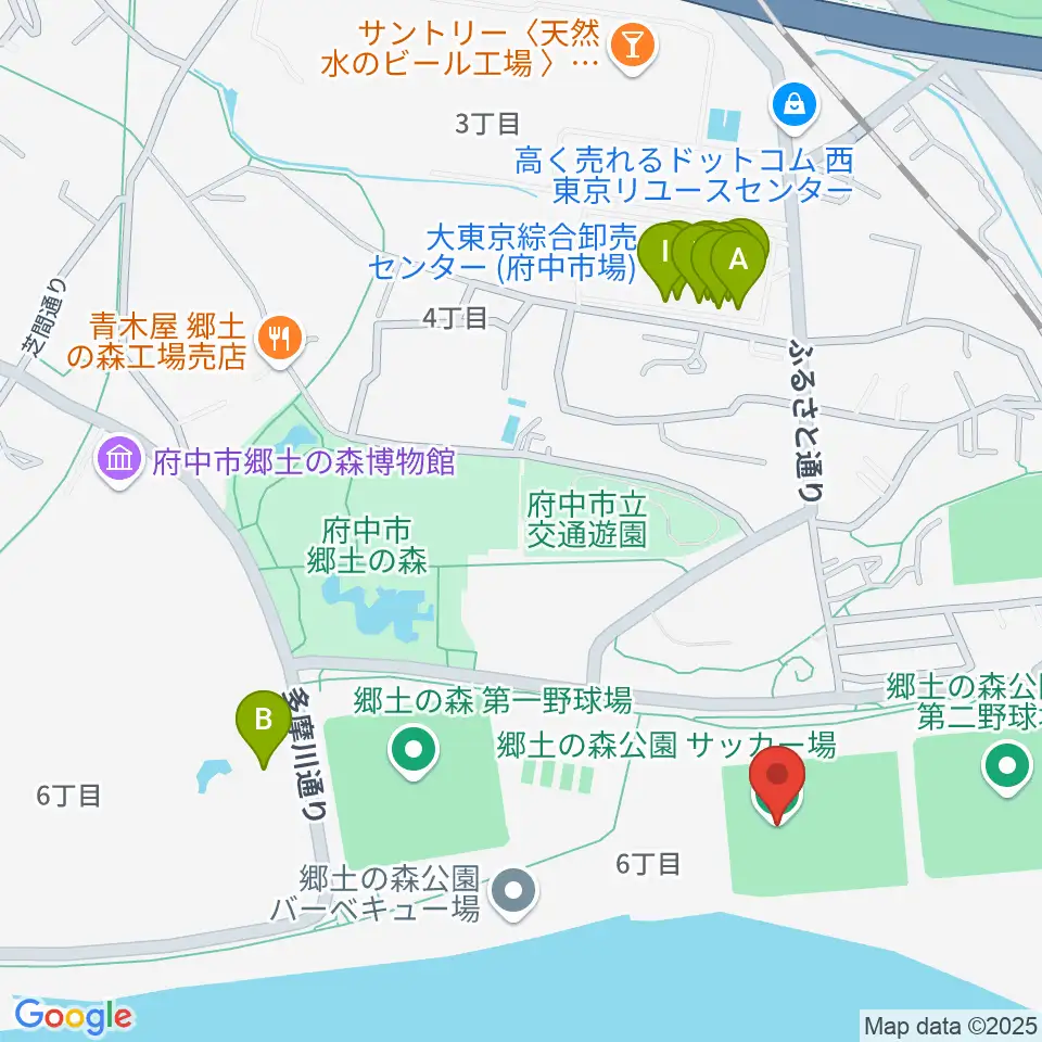 郷土の森サッカー場周辺のファミレス・ファーストフード一覧地図