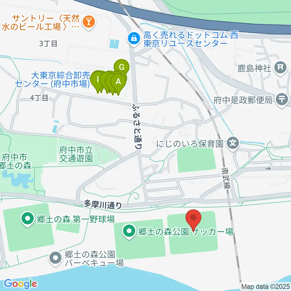 郷土の森第二野球場周辺のファミレス・ファーストフード一覧地図