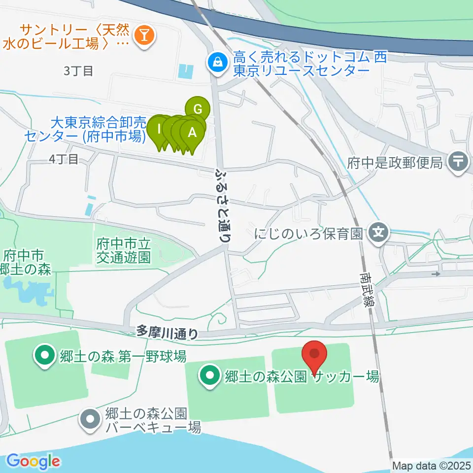 郷土の森第二野球場周辺のファミレス・ファーストフード一覧地図