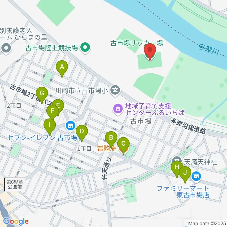 古市場サッカー場周辺のファミレス・ファーストフード一覧地図