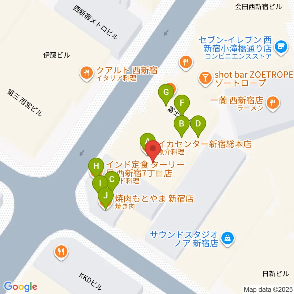 音楽スタジオMUSIC MAN周辺のファミレス・ファーストフード一覧地図