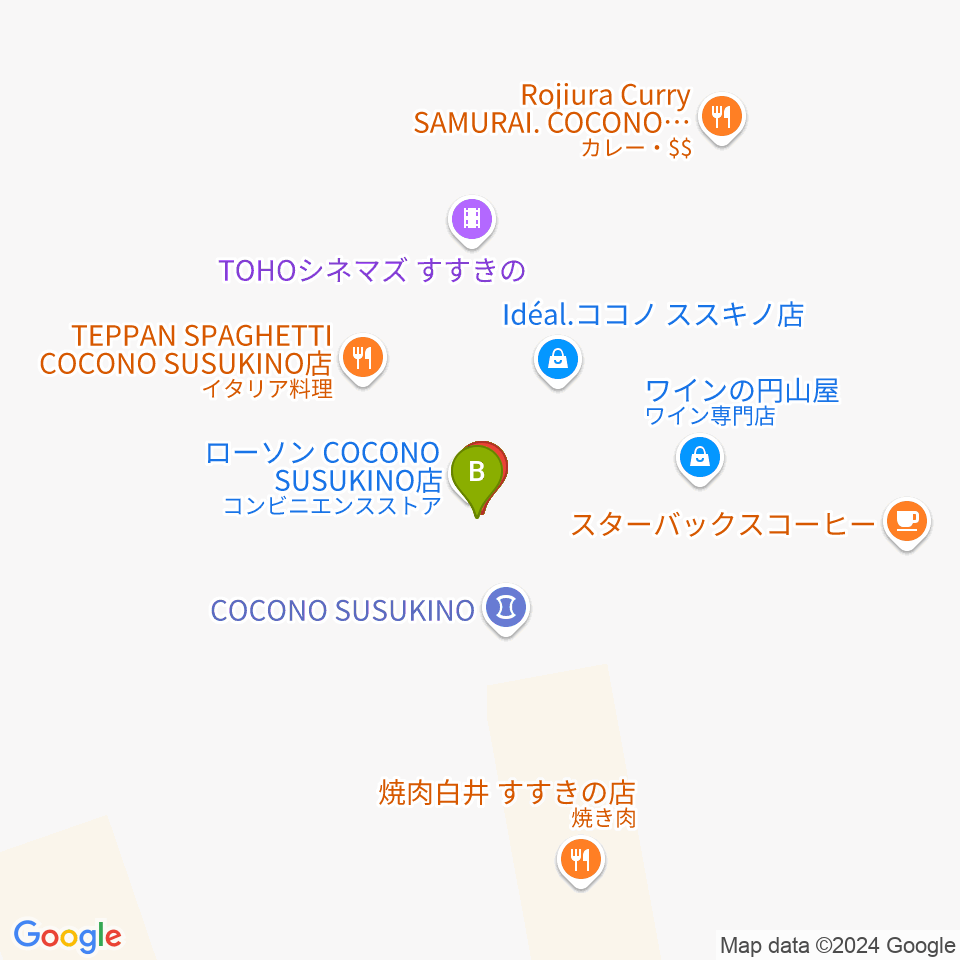 TOHOシネマズすすきの周辺のファミレス・ファーストフード一覧地図