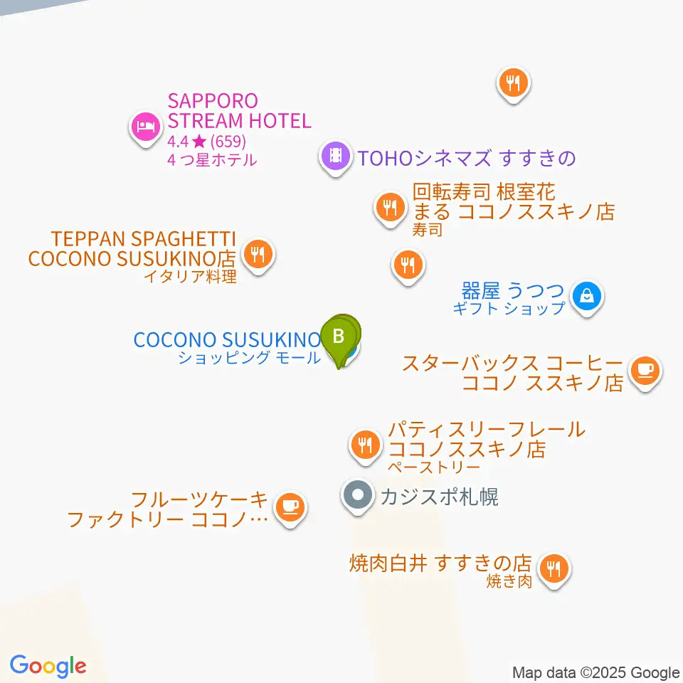 TOHOシネマズすすきの周辺のファミレス・ファーストフード一覧地図