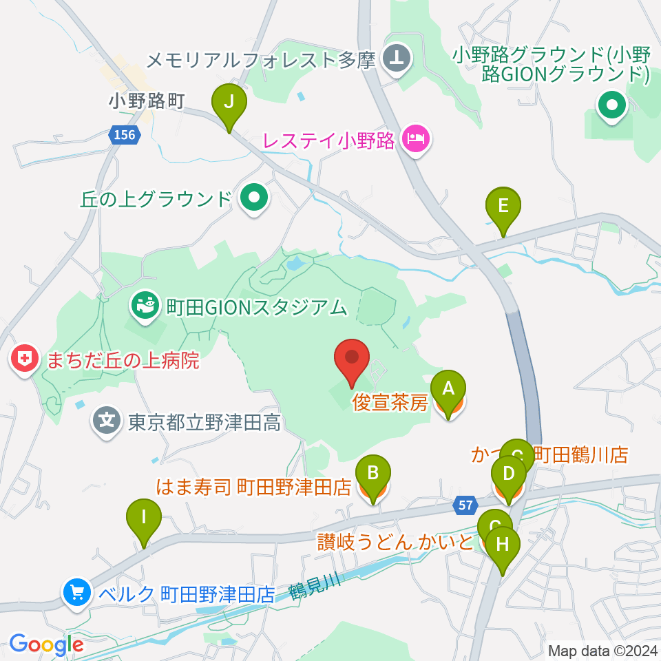 上の原グラウンド周辺のファミレス・ファーストフード一覧地図