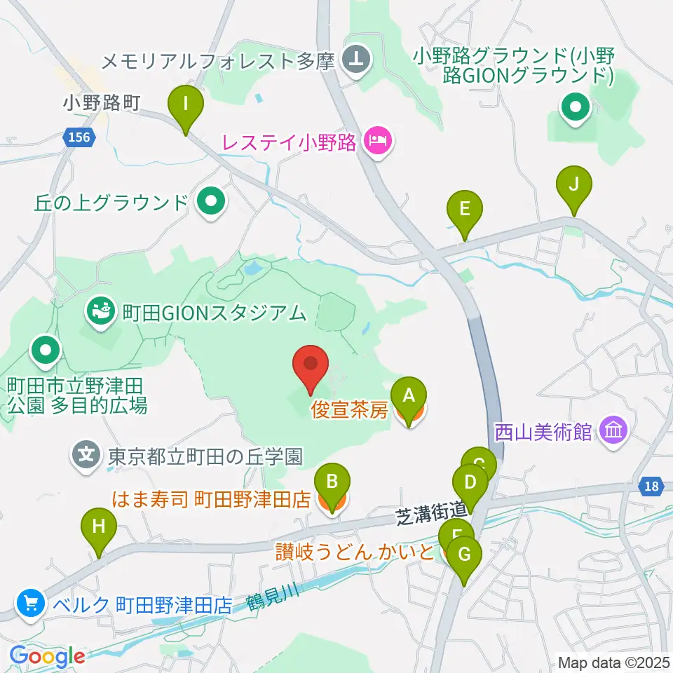 上の原グラウンド周辺のファミレス・ファーストフード一覧地図