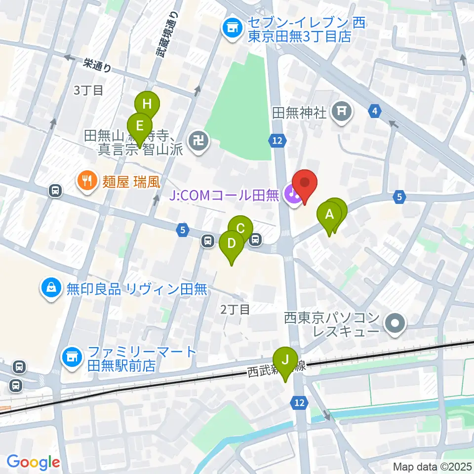 J:COMコール田無周辺のファミレス・ファーストフード一覧地図
