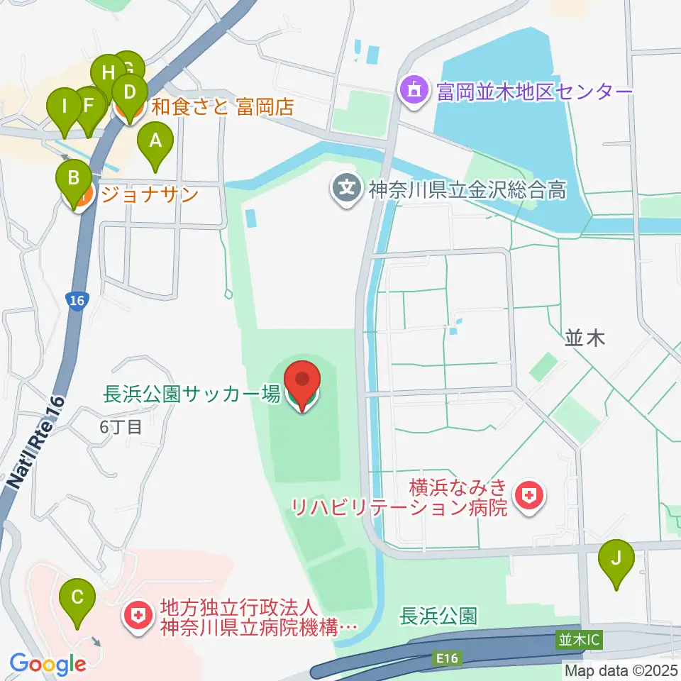 長浜公園サッカー場周辺のファミレス・ファーストフード一覧地図