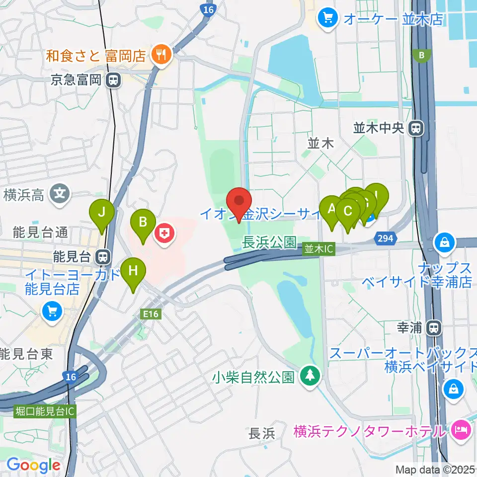 長浜公園野球場周辺のファミレス・ファーストフード一覧地図