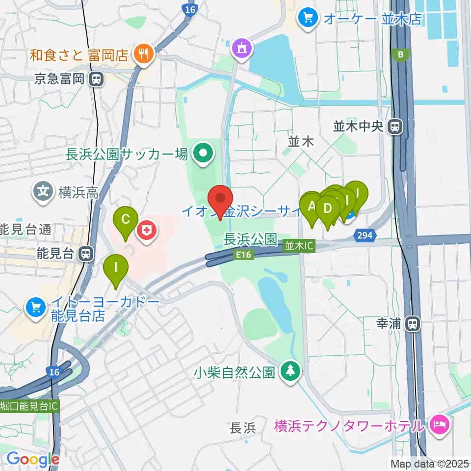 長浜公園野球場周辺のファミレス・ファーストフード一覧地図