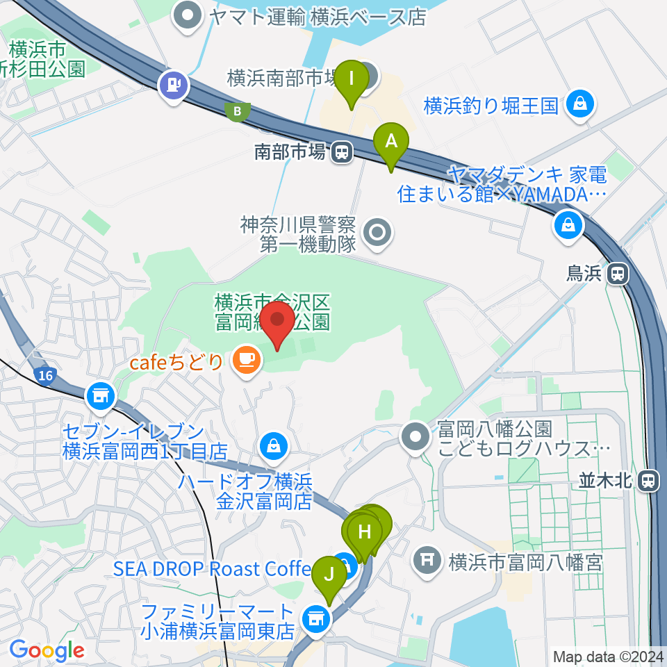 富岡総合公園多目的広場周辺のファミレス・ファーストフード一覧地図