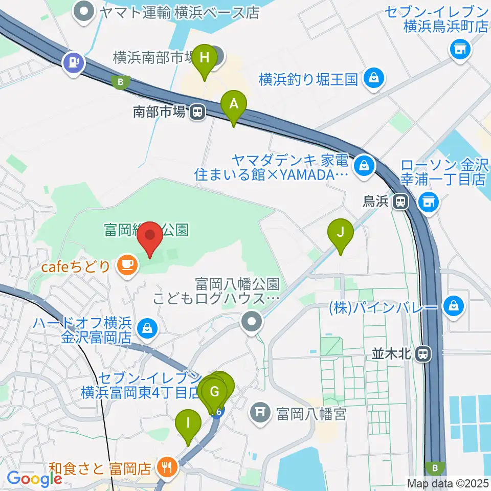 富岡総合公園多目的広場周辺のファミレス・ファーストフード一覧地図