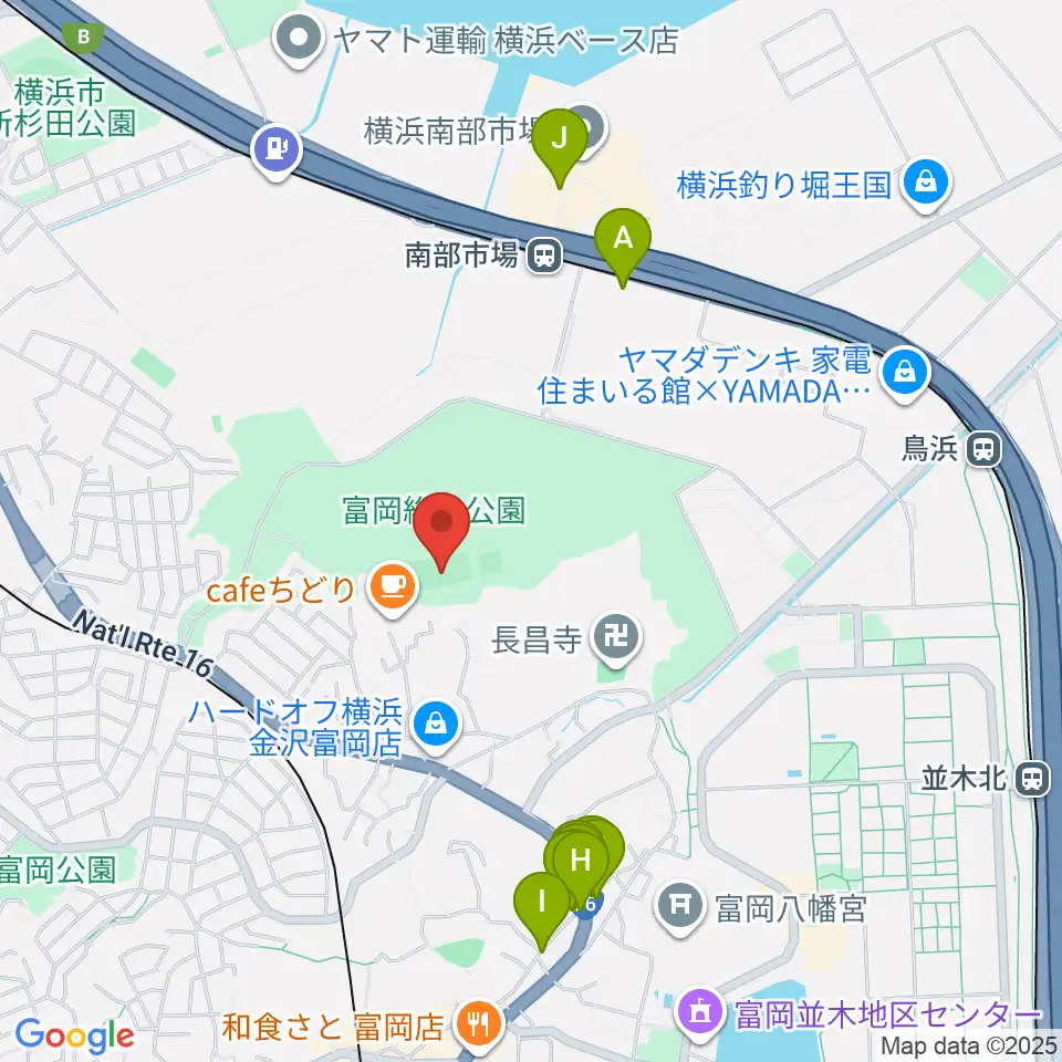富岡総合公園多目的広場周辺のファミレス・ファーストフード一覧地図