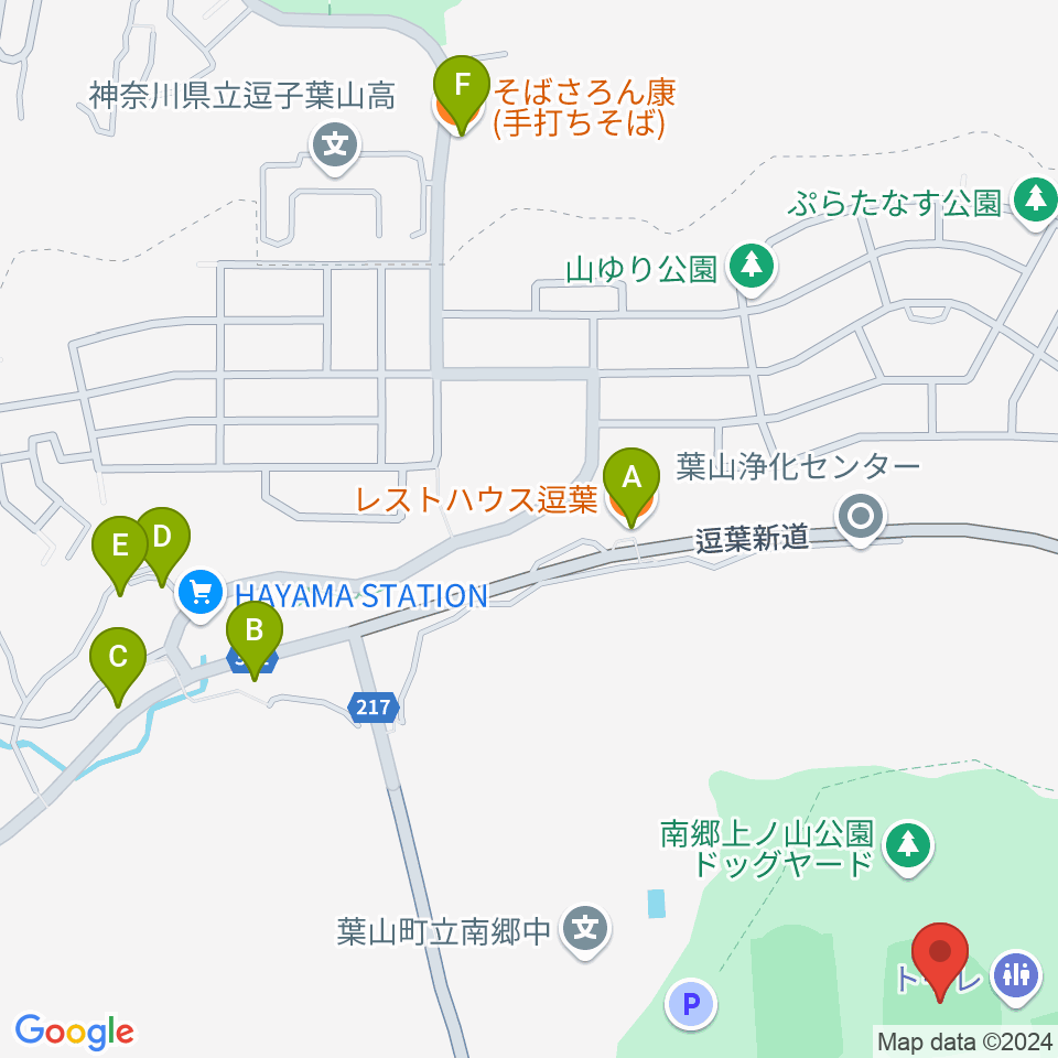 南郷上ノ山公園野球場周辺のファミレス・ファーストフード一覧地図