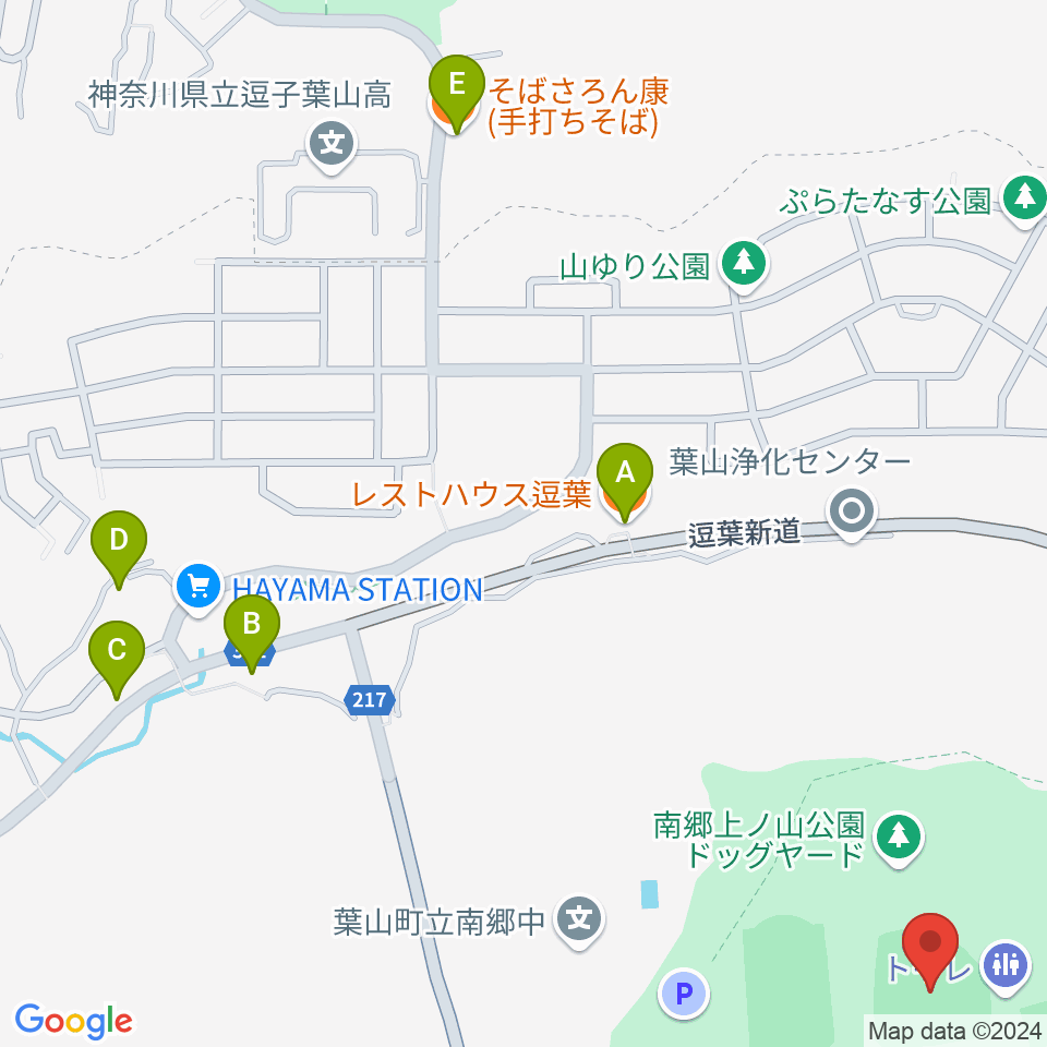 南郷上ノ山公園野球場周辺のファミレス・ファーストフード一覧地図