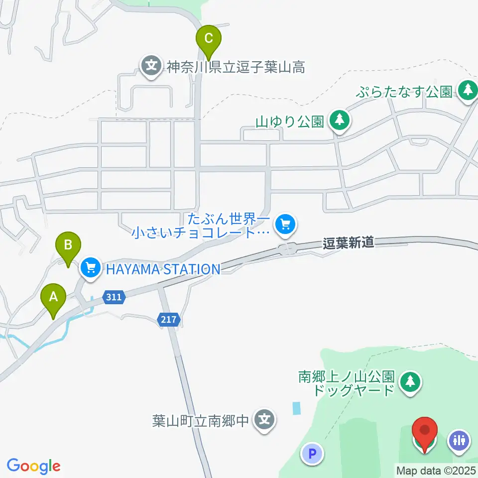 南郷上ノ山公園野球場周辺のファミレス・ファーストフード一覧地図