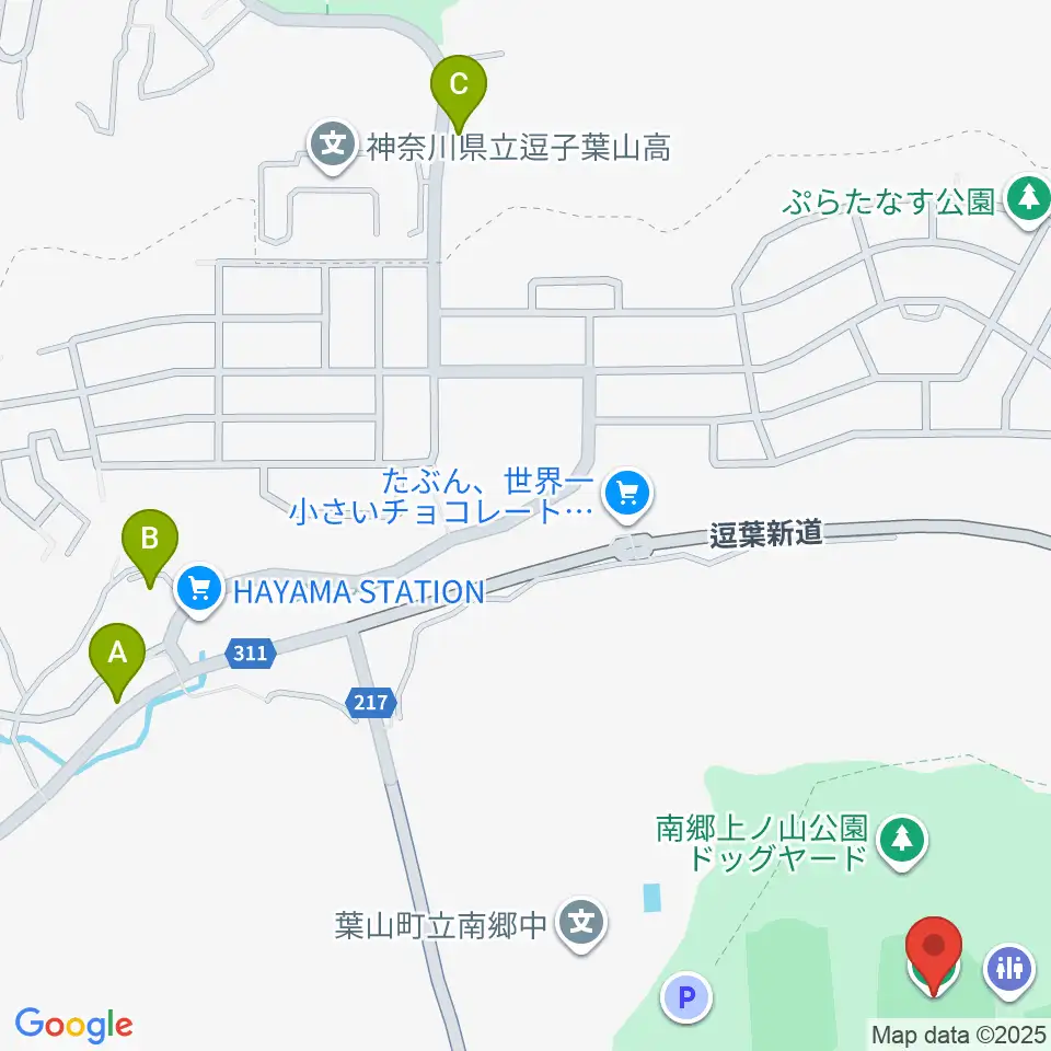 南郷上ノ山公園野球場周辺のファミレス・ファーストフード一覧地図