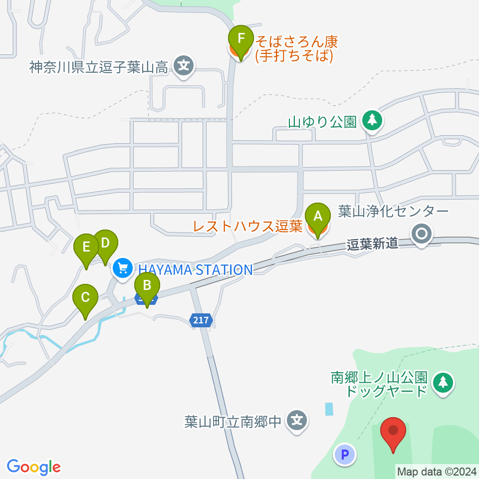 南郷上ノ山公園多目的グラウンド周辺のファミレス・ファーストフード一覧地図