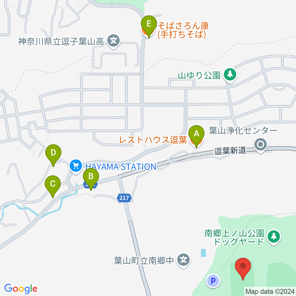 南郷上ノ山公園多目的グラウンド周辺のファミレス・ファーストフード一覧地図