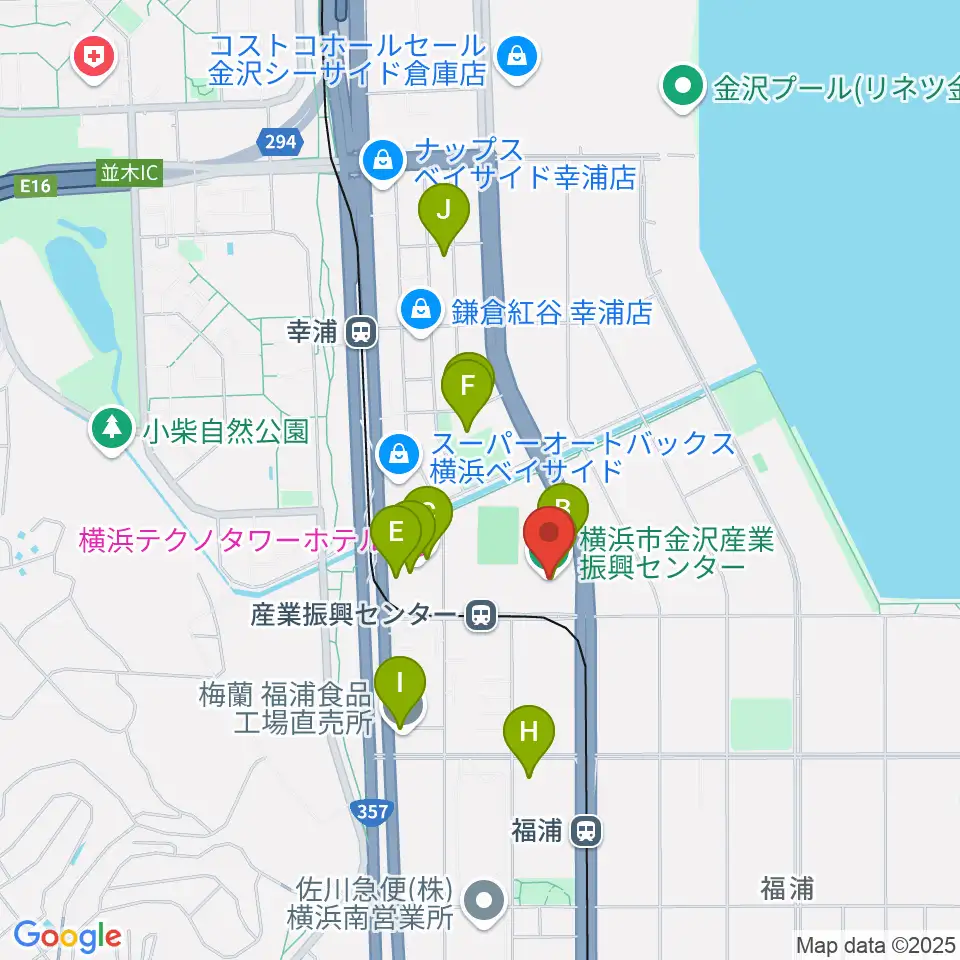横浜市金沢産業振興センター周辺のファミレス・ファーストフード一覧地図