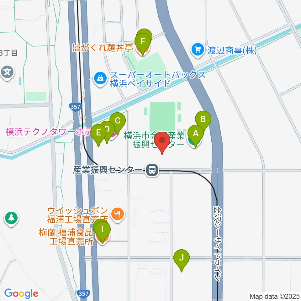 金沢産業振興センター サブグラウンド周辺のファミレス・ファーストフード一覧地図