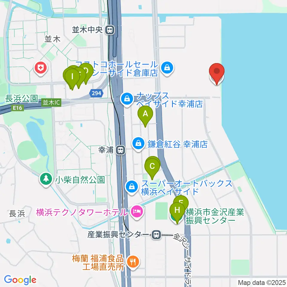 横浜市金沢プール周辺のファミレス・ファーストフード一覧地図