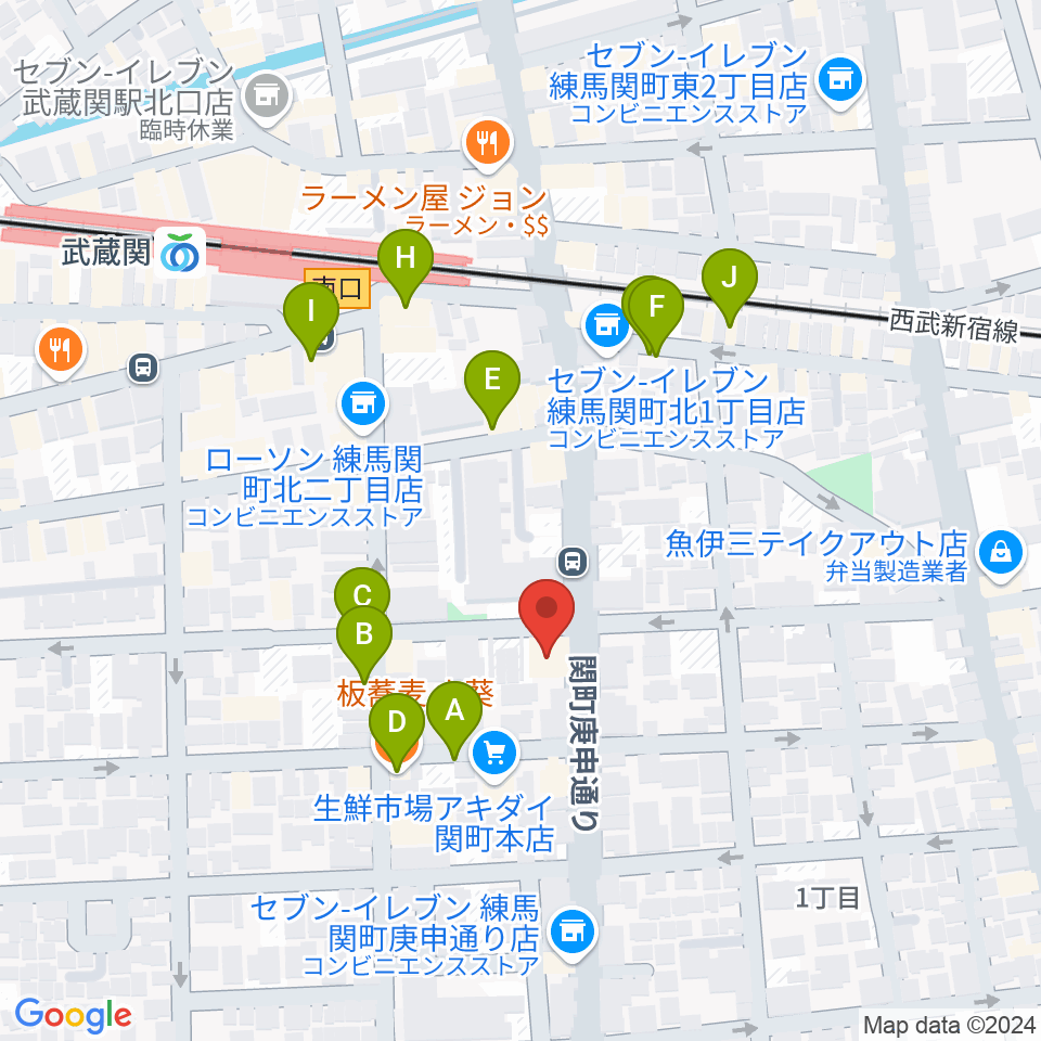 サウンドショット武蔵関店周辺のファミレス・ファーストフード一覧地図