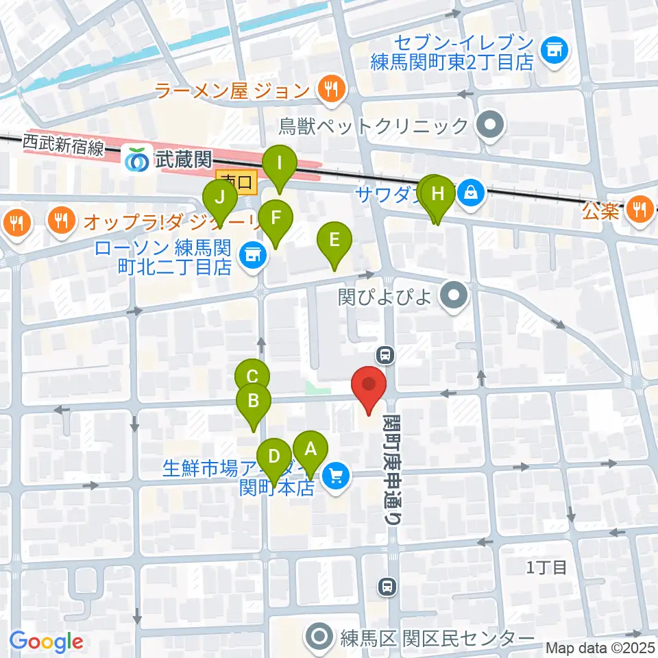 サウンドショット武蔵関店周辺のファミレス・ファーストフード一覧地図