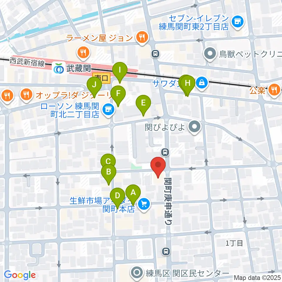 サウンドショット武蔵関店周辺のファミレス・ファーストフード一覧地図
