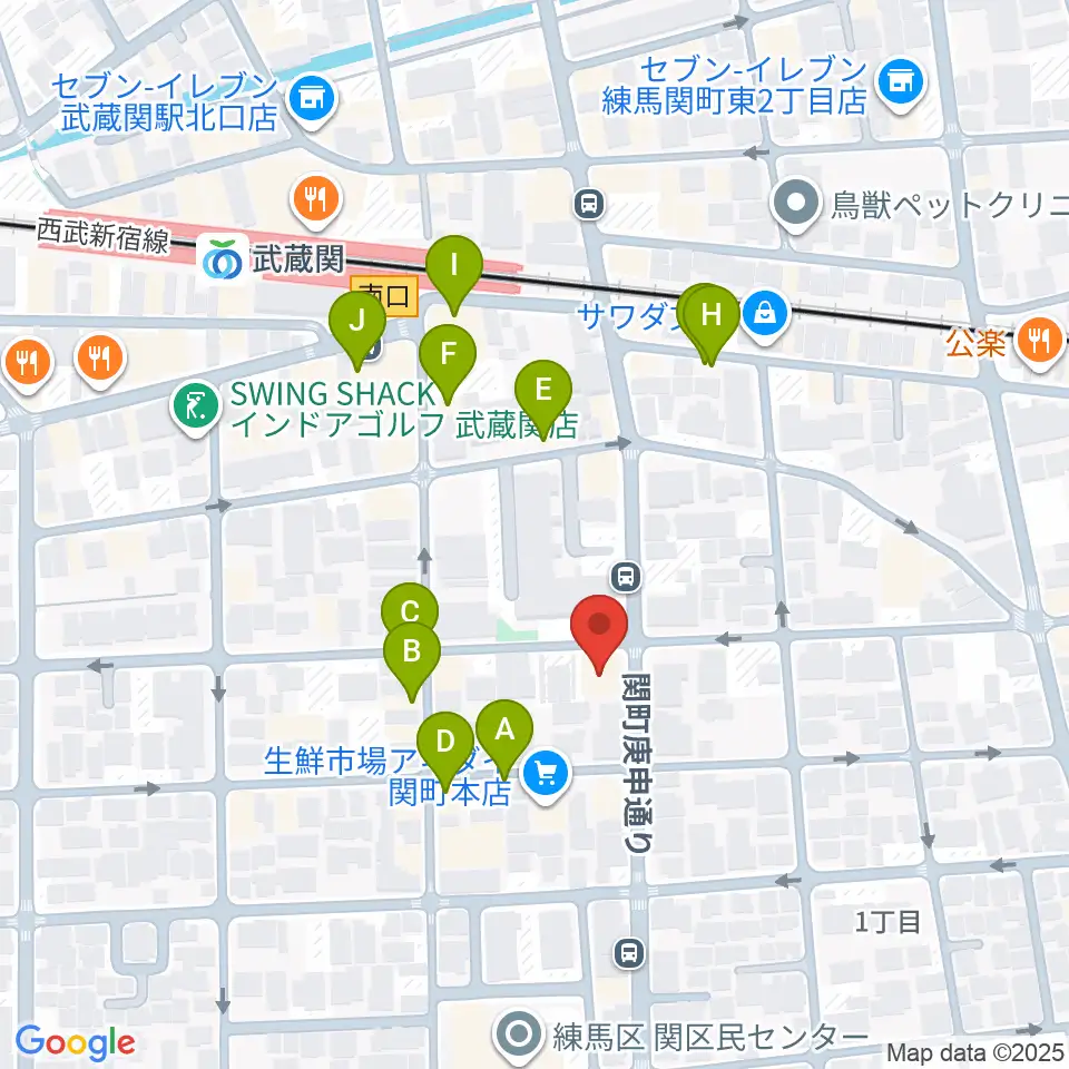 サウンドショット武蔵関店周辺のファミレス・ファーストフード一覧地図
