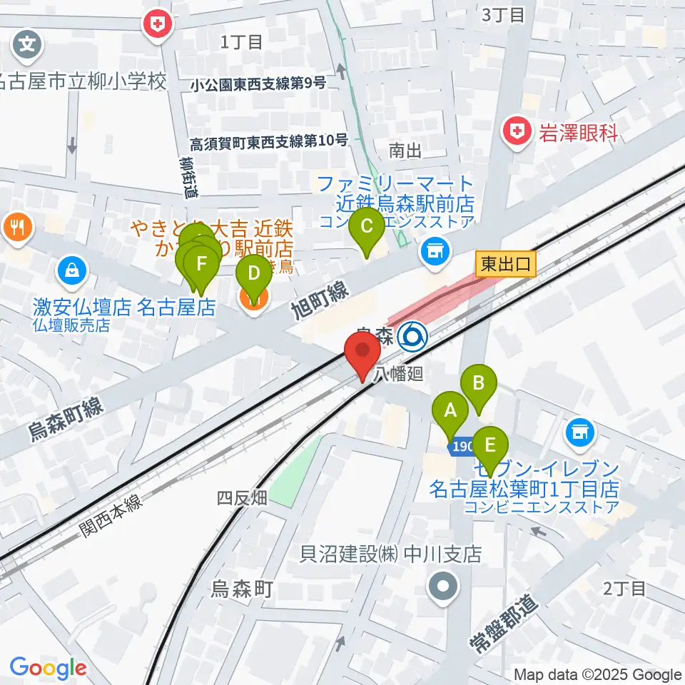 スタジオベティックス烏森駅前店周辺のファミレス・ファーストフード一覧地図