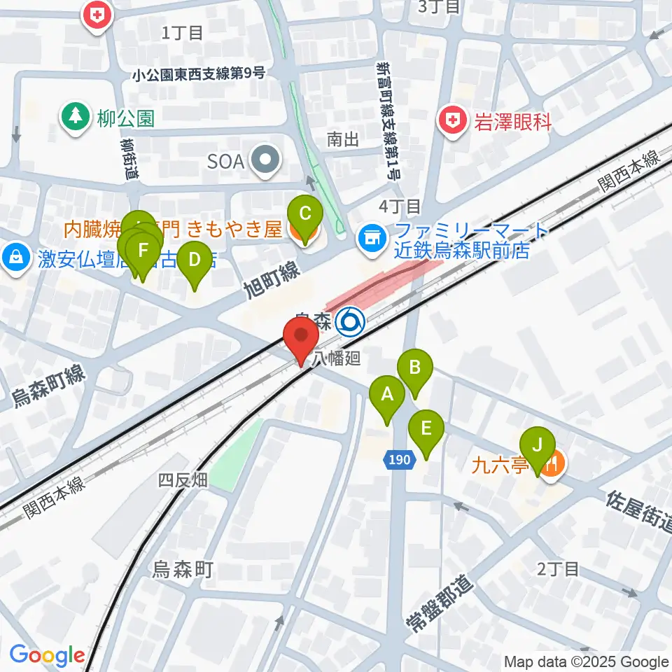 スタジオベティックス烏森駅前店周辺のファミレス・ファーストフード一覧地図