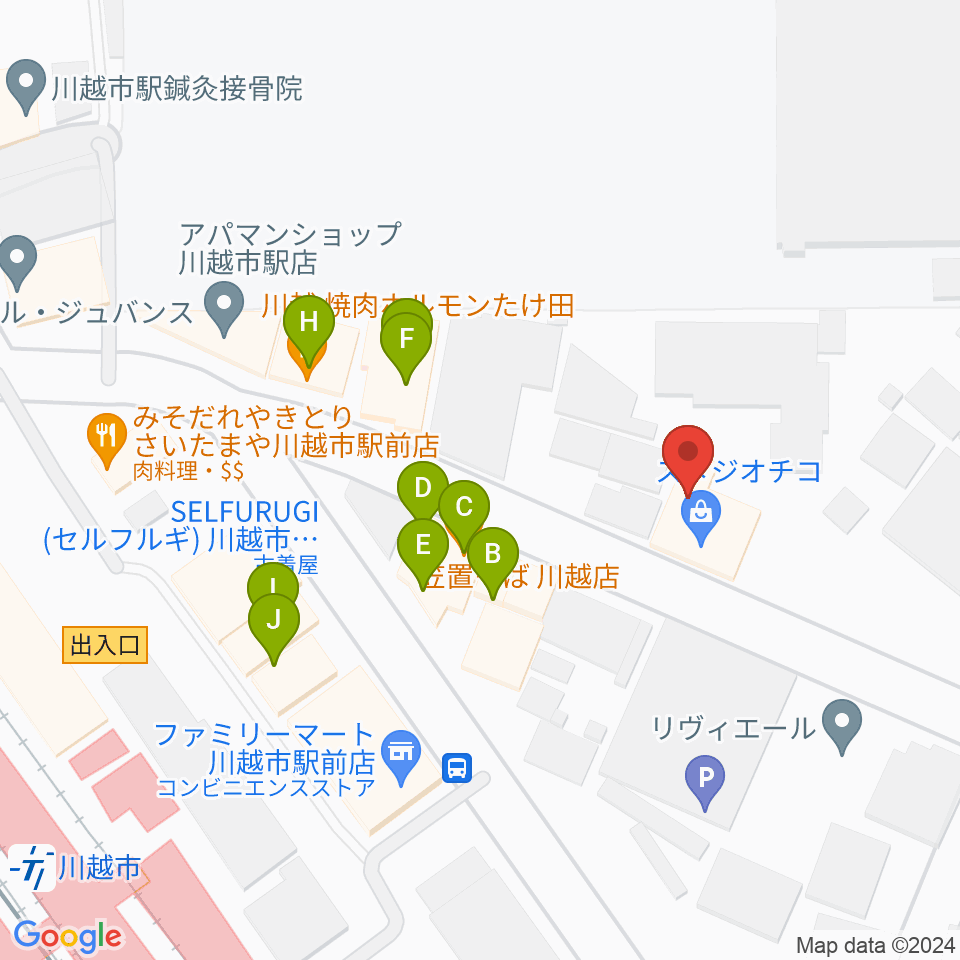 STUDIO CHIKO（スタジオチコ）周辺のファミレス・ファーストフード一覧地図