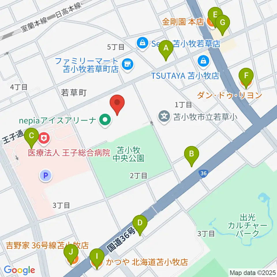 nepiaアイスアリーナ周辺のファミレス・ファーストフード一覧地図