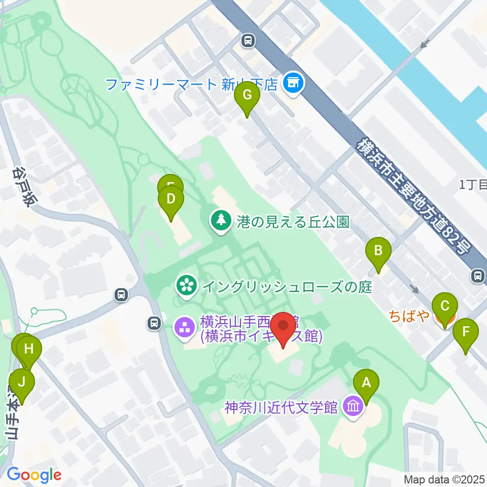 大佛次郎記念館周辺のファミレス・ファーストフード一覧地図