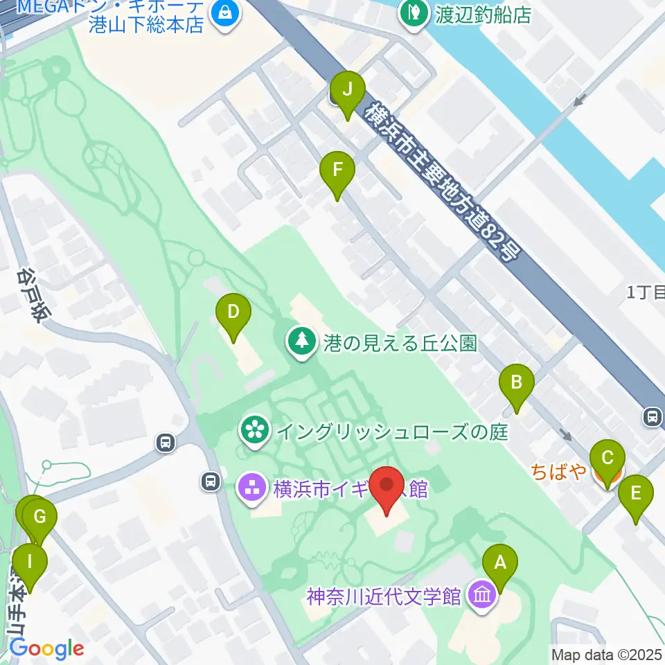 大佛次郎記念館周辺のファミレス・ファーストフード一覧地図