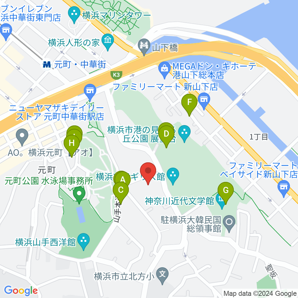 岩崎博物館 ゲーテ座記念周辺のファミレス・ファーストフード一覧地図