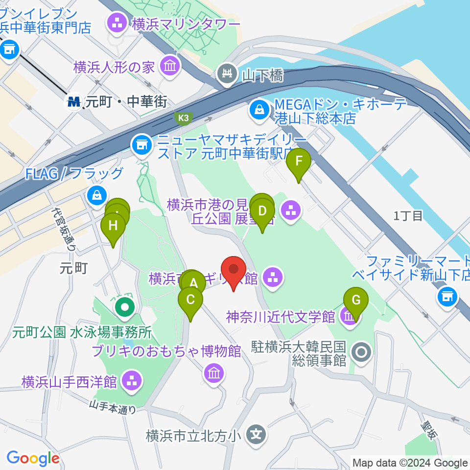 岩崎博物館 ゲーテ座記念周辺のファミレス・ファーストフード一覧地図