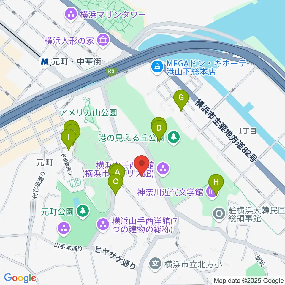 岩崎博物館 ゲーテ座記念周辺のファミレス・ファーストフード一覧地図
