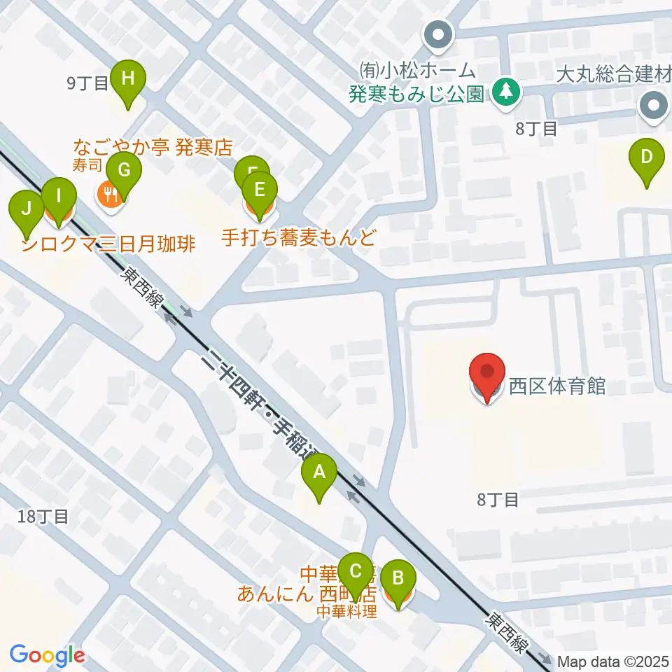 札幌市西区体育館・温水プール周辺のファミレス・ファーストフード一覧地図