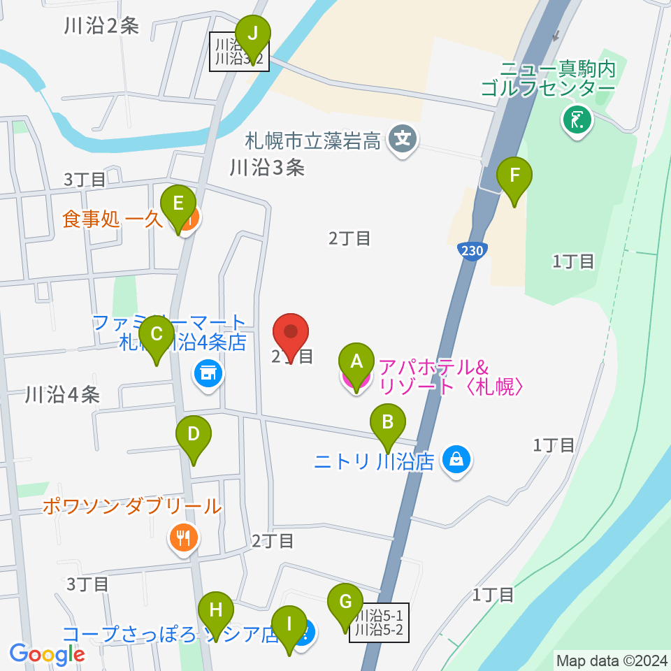 札幌市南区体育館周辺のファミレス・ファーストフード一覧地図