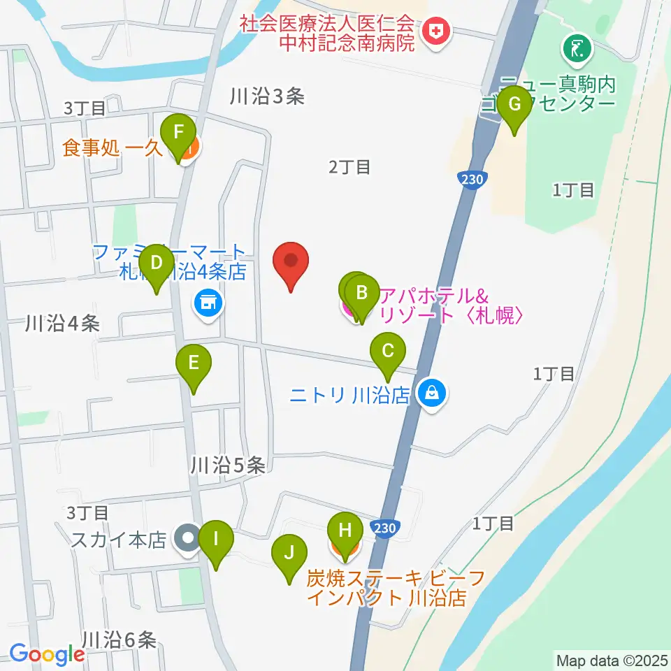 札幌市南区体育館周辺のファミレス・ファーストフード一覧地図