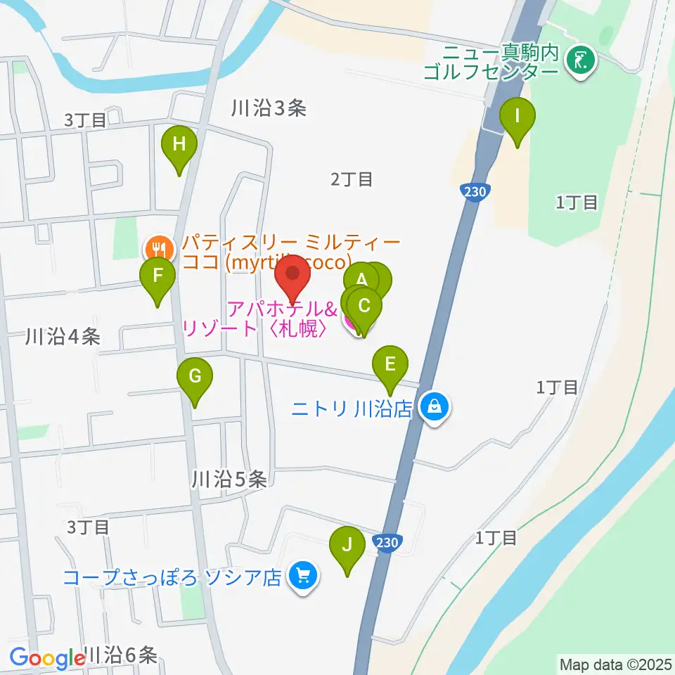 札幌市南区体育館周辺のファミレス・ファーストフード一覧地図