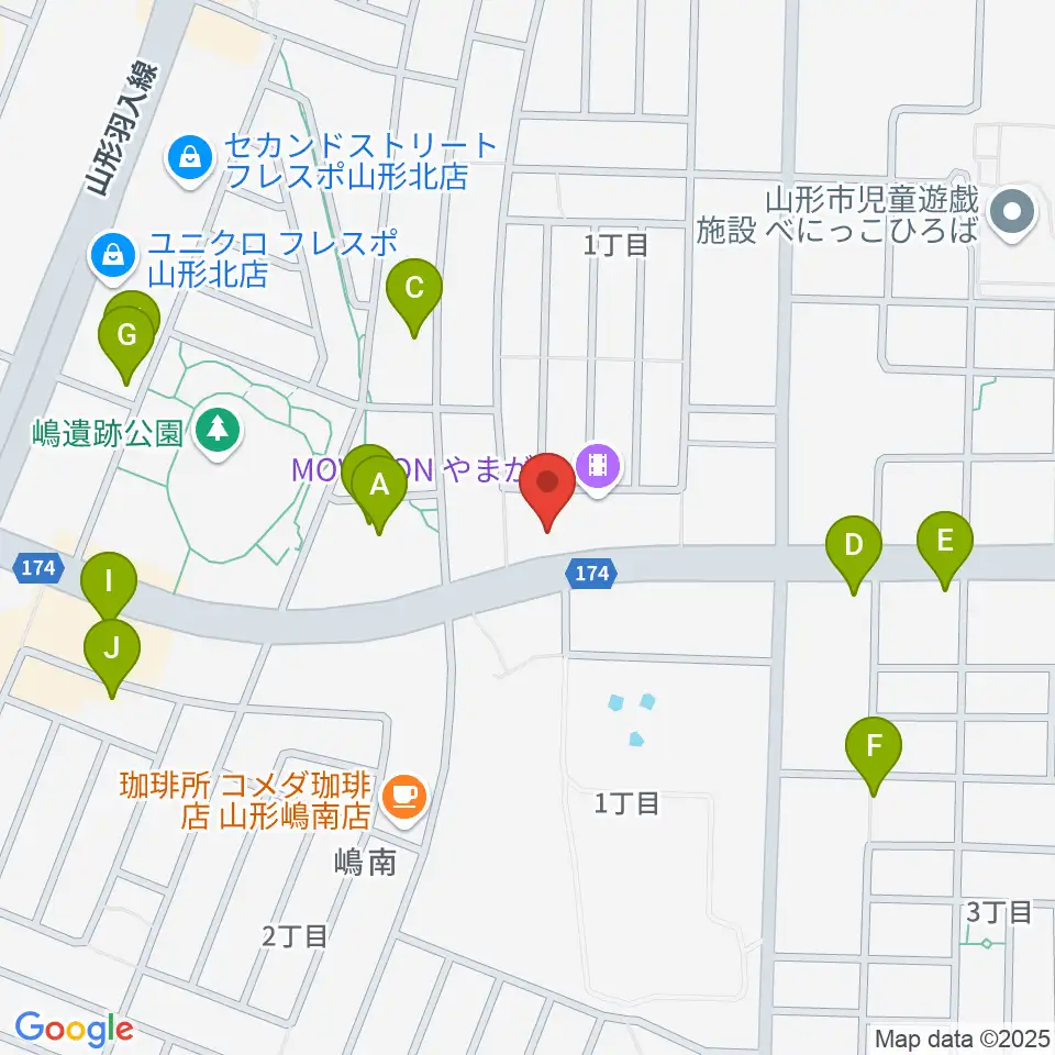 MOVIE ON やまがた周辺のファミレス・ファーストフード一覧地図