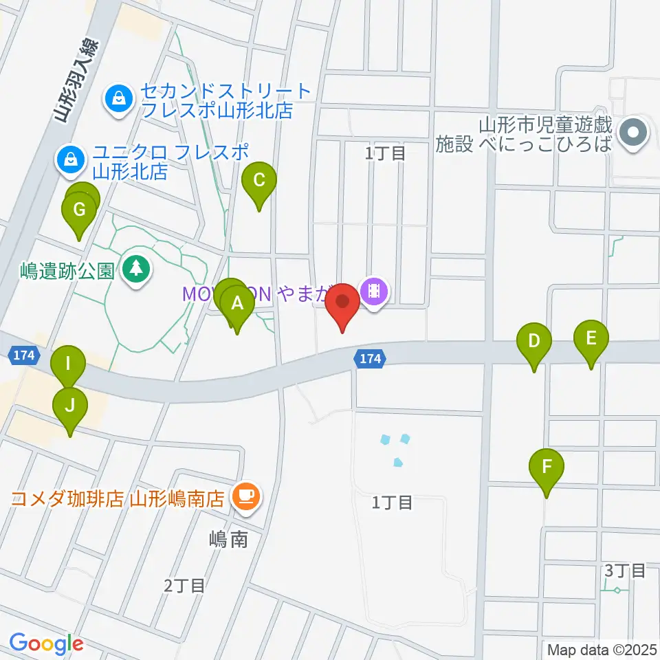 MOVIE ON やまがた周辺のファミレス・ファーストフード一覧地図