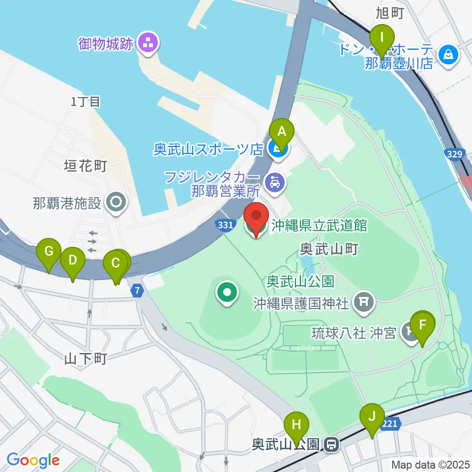 沖縄県立武道館周辺のファミレス・ファーストフード一覧地図