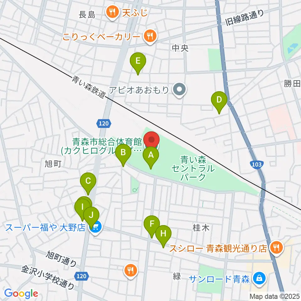 カクヒログループスーパーアリーナ周辺のファミレス・ファーストフード一覧地図