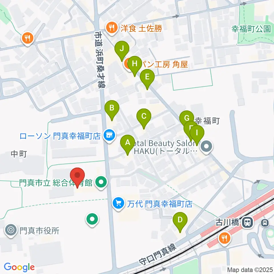 門真市立総合体育館周辺のファミレス・ファーストフード一覧地図