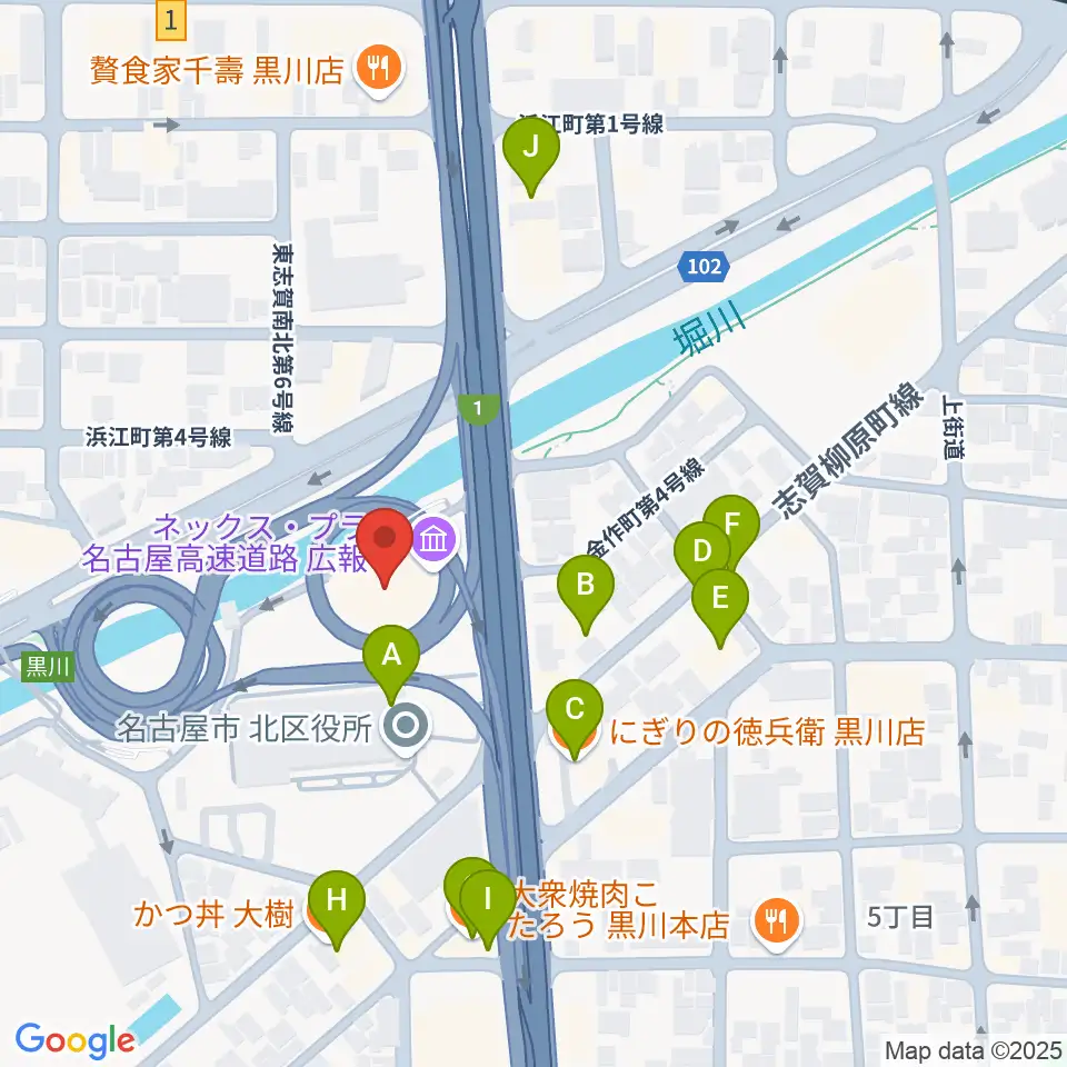 レインボー黒川スポーツトレーニングセンター周辺のファミレス・ファーストフード一覧地図