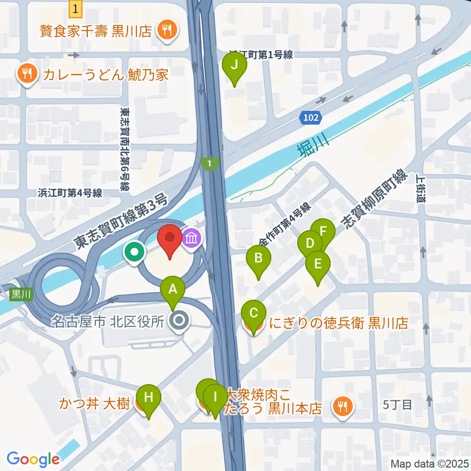 レインボー黒川スポーツトレーニングセンター周辺のファミレス・ファーストフード一覧地図